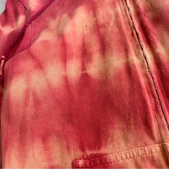 Free People Boho Floral Embroidered Tie Dye Distressed Zip-Up Hoodie Sweatshirt - Picture 11 of 17